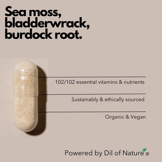 Sea Moss, Bladderwrack & Burdock root capsules